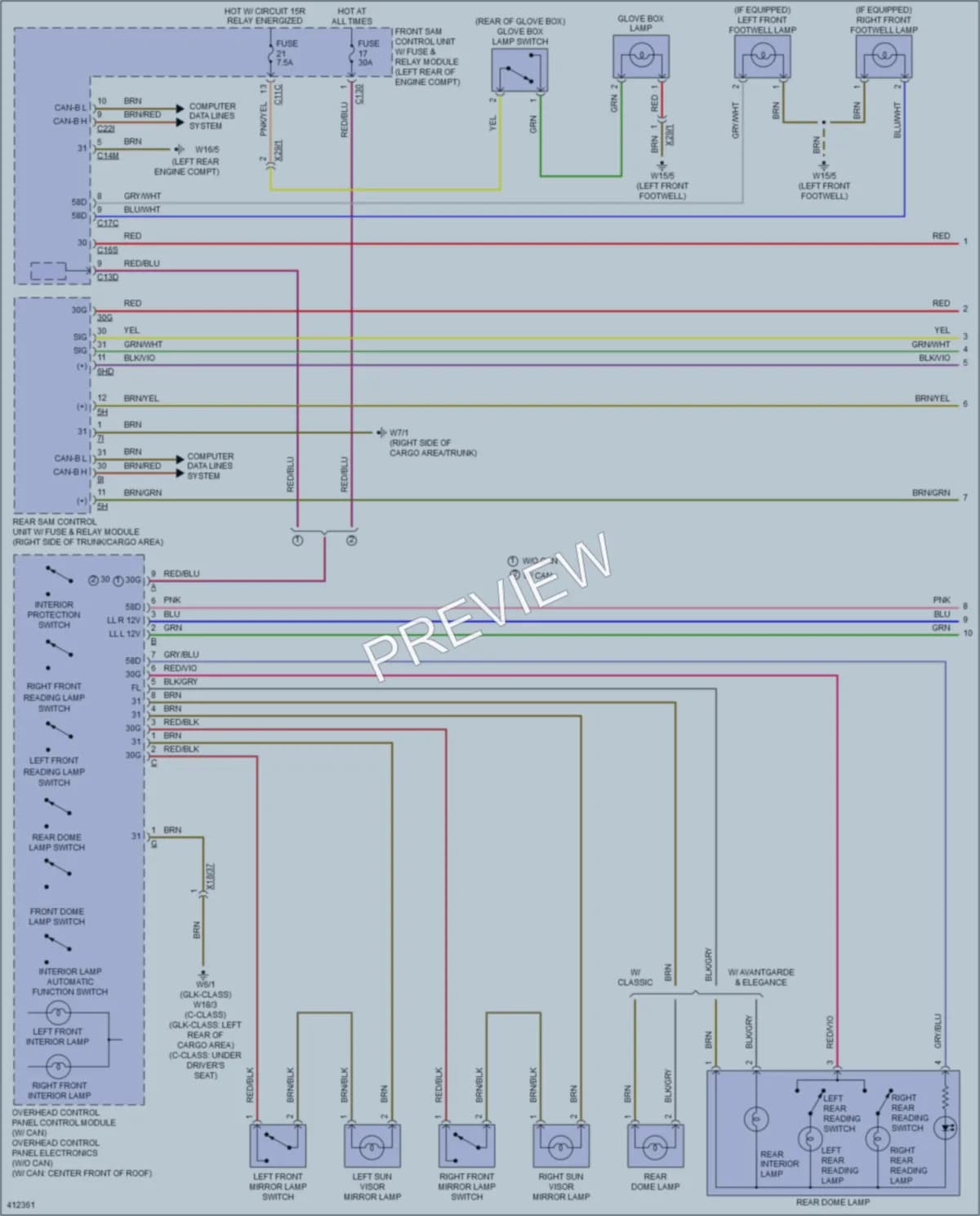 2014 MercedesBenz C250 Interior Lights wiring diagram preview