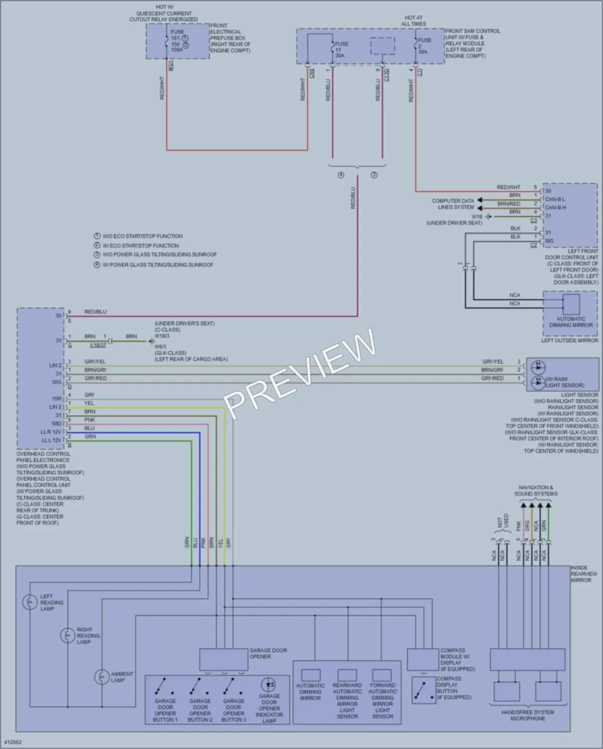 2014 MercedesBenz C250 Power Mirrors wiring diagram preview