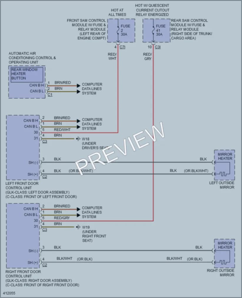 2014 MercedesBenz C300 Defoggers wiring diagram preview