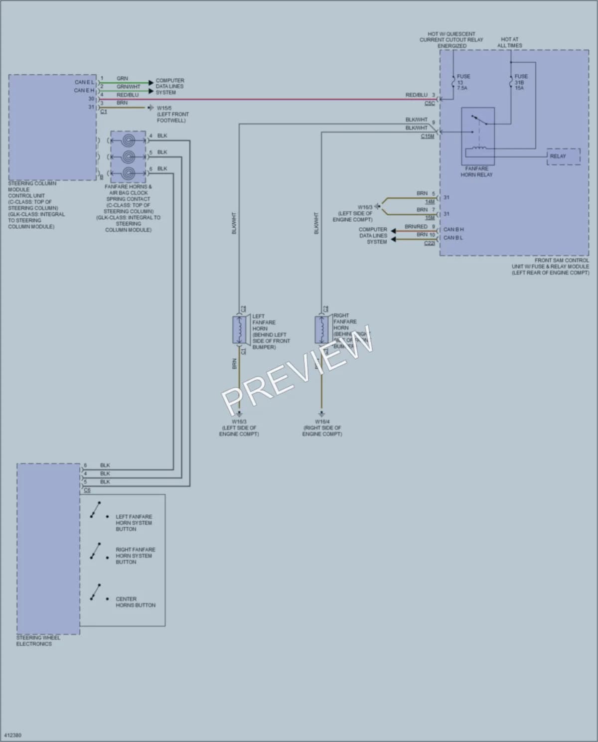 2014 MercedesBenz C300 Horn wiring diagram preview