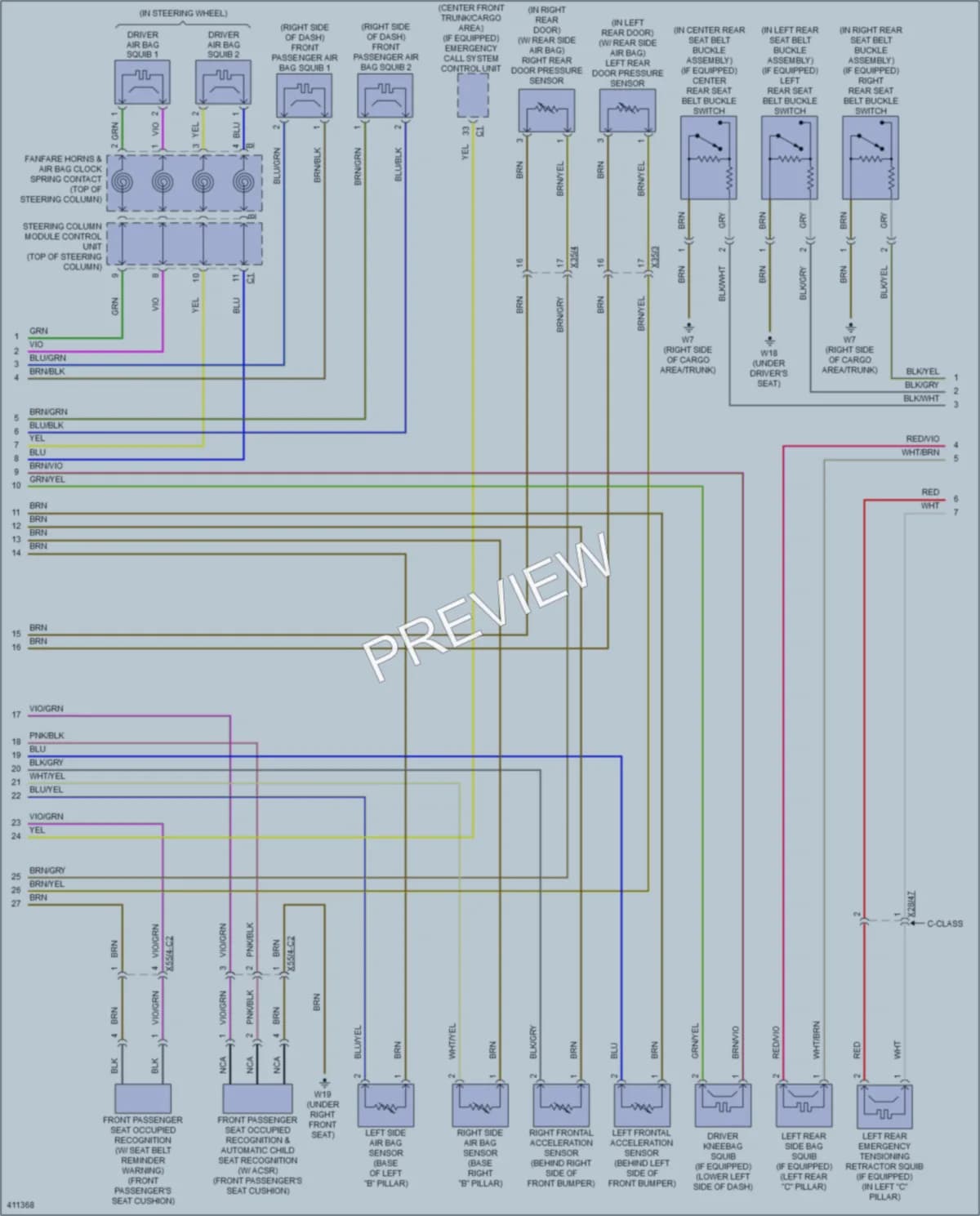 2014 MercedesBenz C300 Supplemental Restraints wiring diagram preview