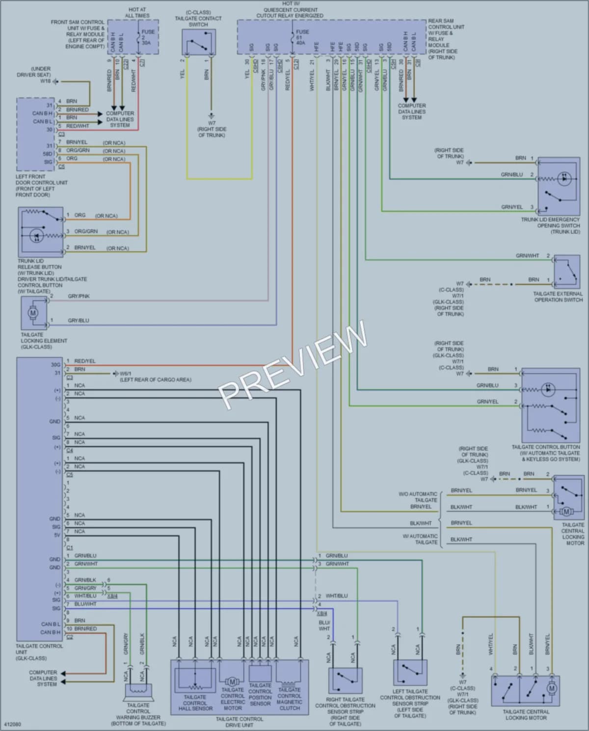 2014 MercedesBenz C300 Trunk Tailgate Fuel Door wiring diagram preview