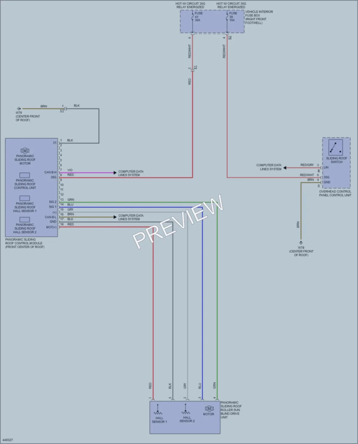 2014 MercedesBenz CLA250 Power Top Sunroof wiring diagram preview