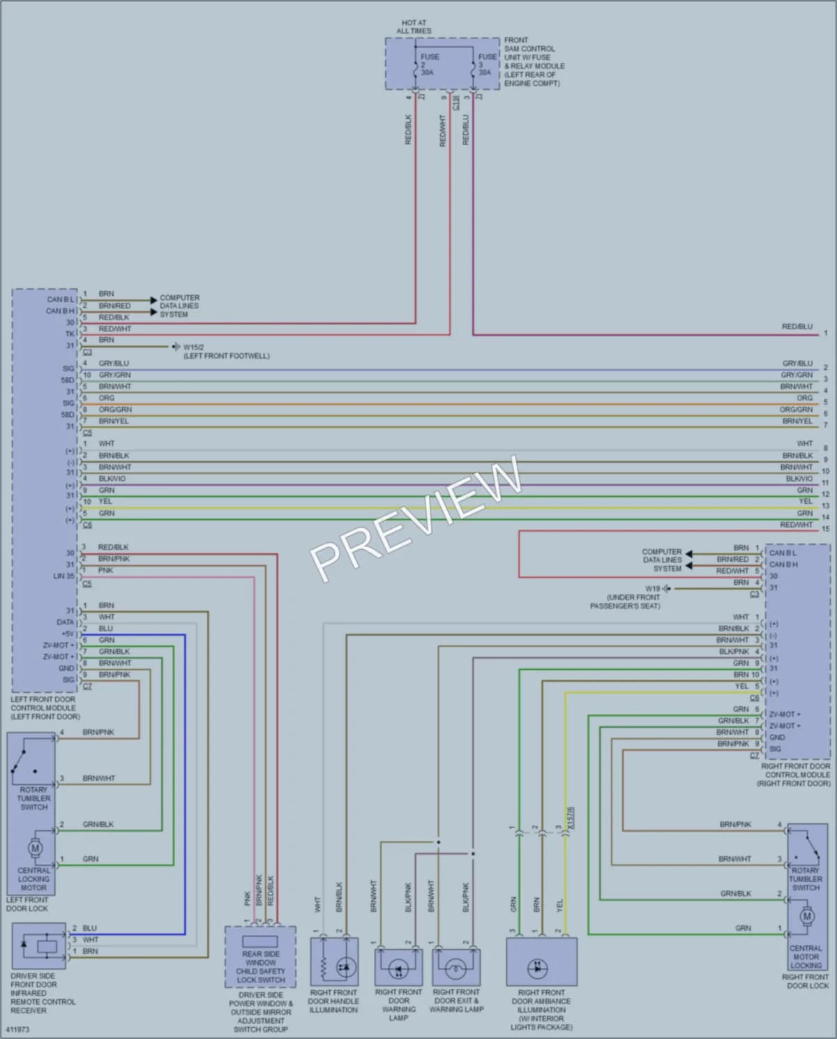 2014 MercedesBenz CLS550 Power Door Locks wiring diagram preview