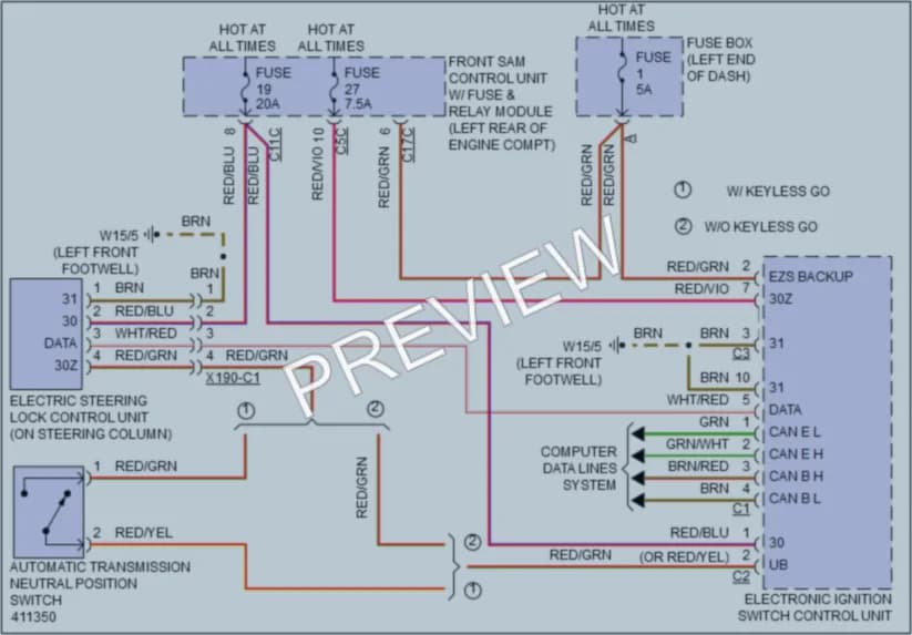 2014 MercedesBenz CLS550 Shift Interlock wiring diagram preview