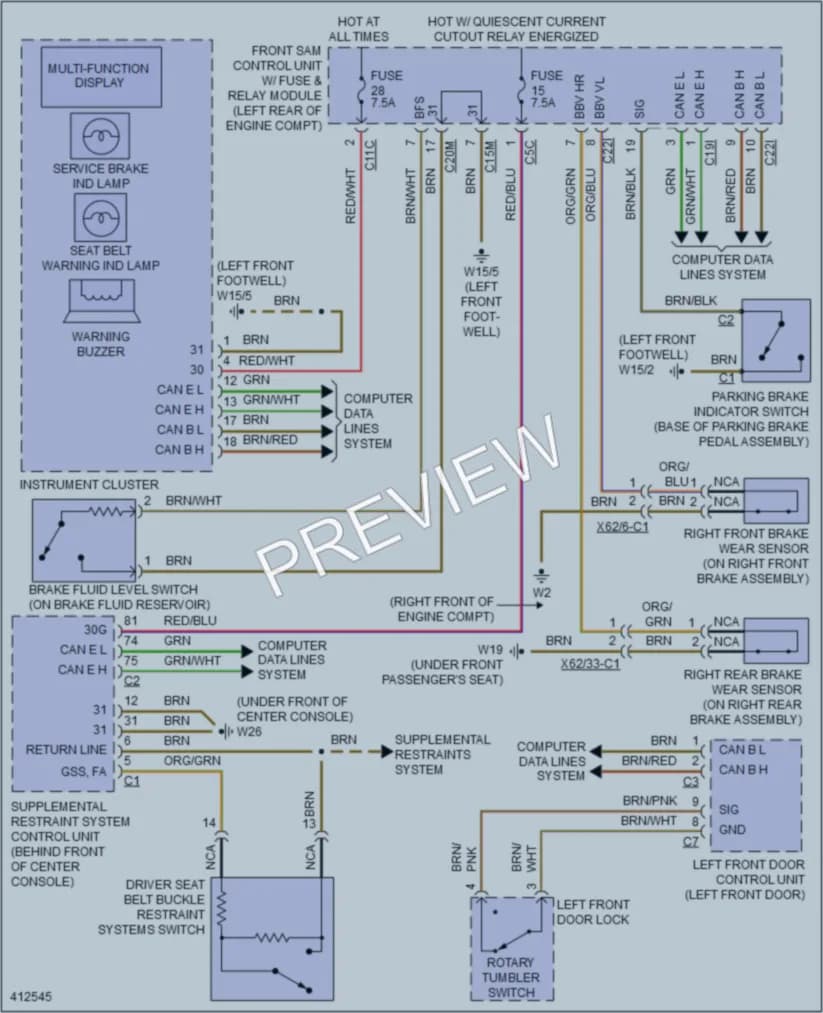 2014 MercedesBenz CLS550 Warning Systems wiring diagram preview