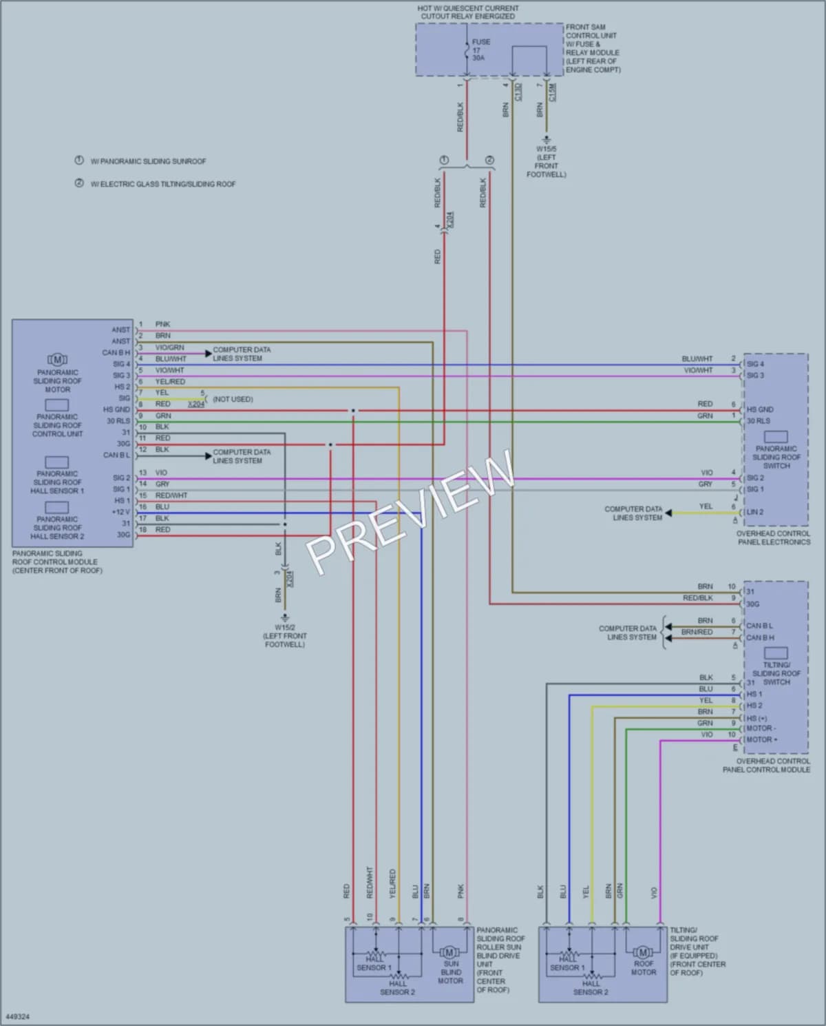 2014 MercedesBenz E400HYBRID Power Top Sunroof wiring diagram preview