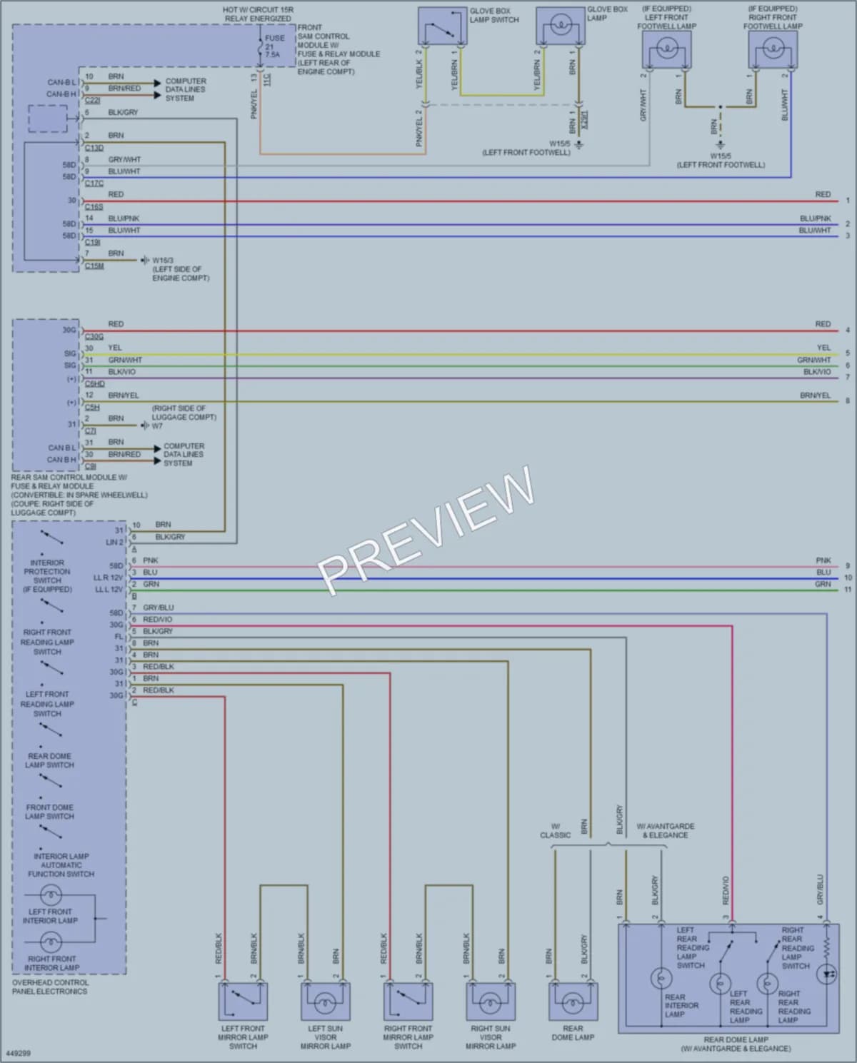 2014 MercedesBenz E550 Interior Lights wiring diagram preview