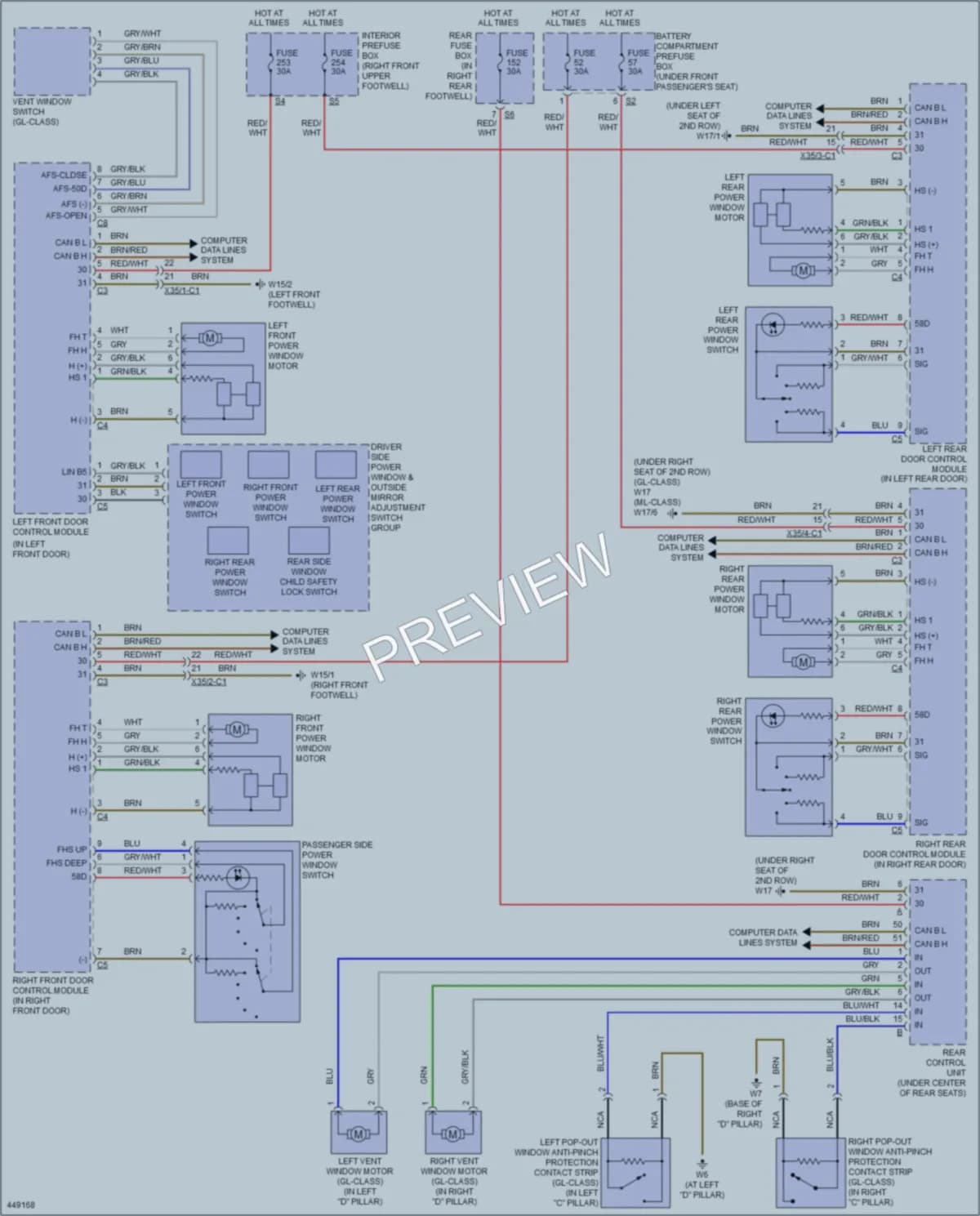 2014 MercedesBenz GL450 Power Windows wiring diagram preview