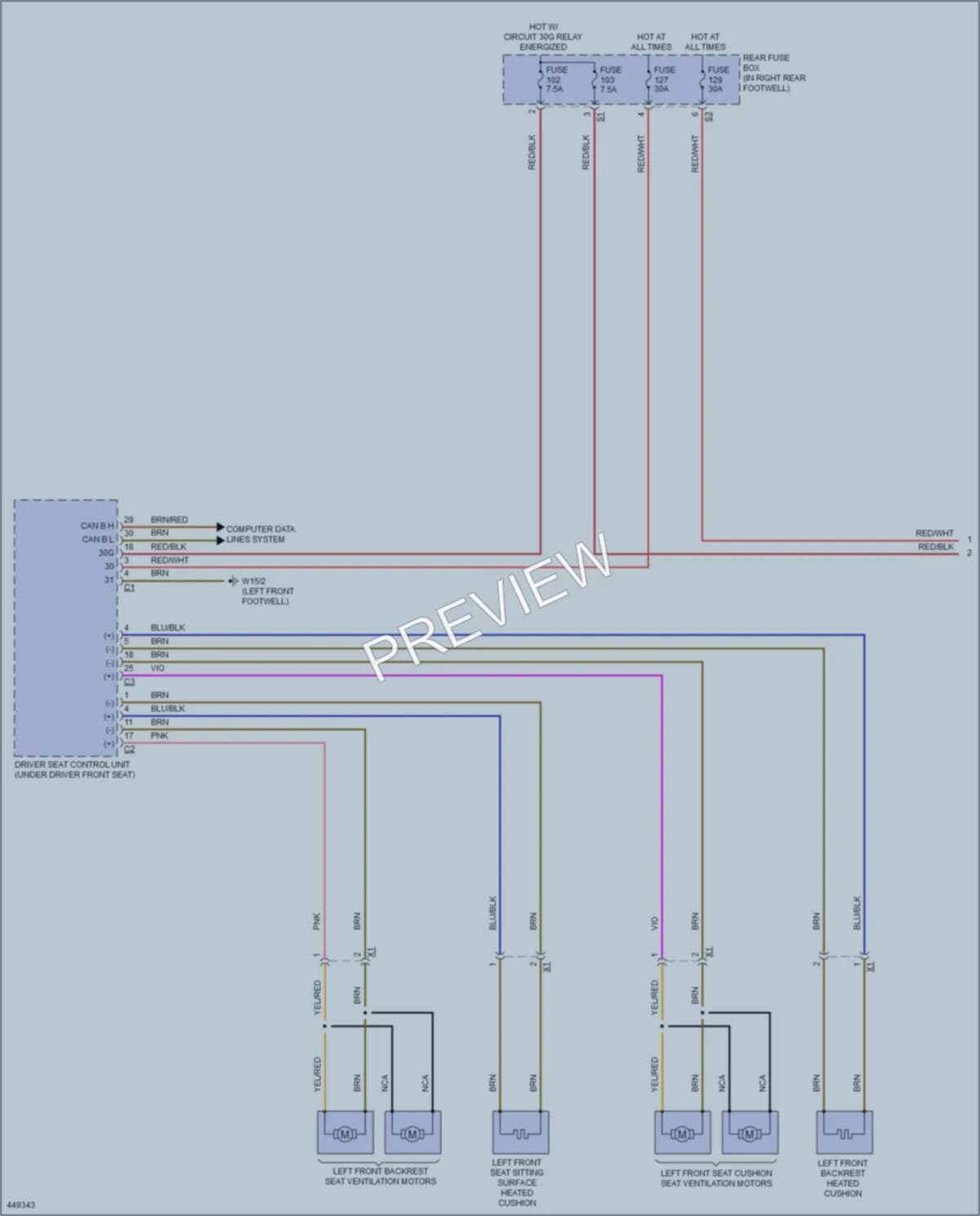 2014 MercedesBenz GL550 Power Seats wiring diagram preview