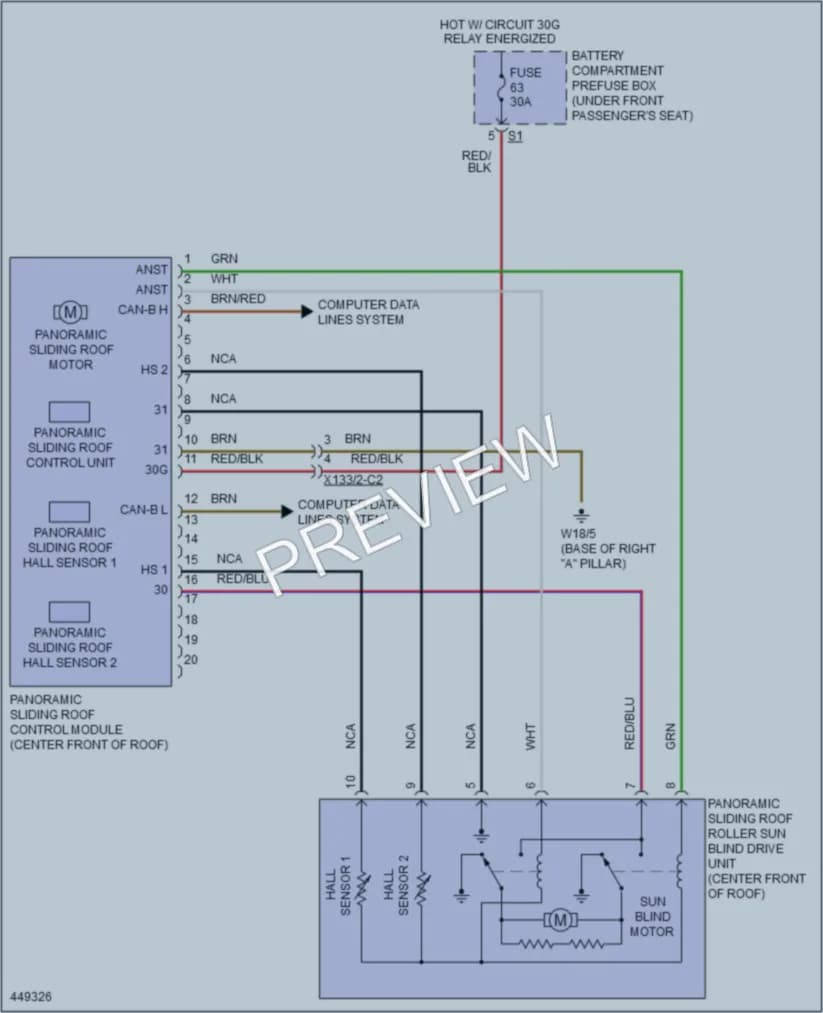 2014 MercedesBenz GL550 Power Top Sunroof wiring diagram preview