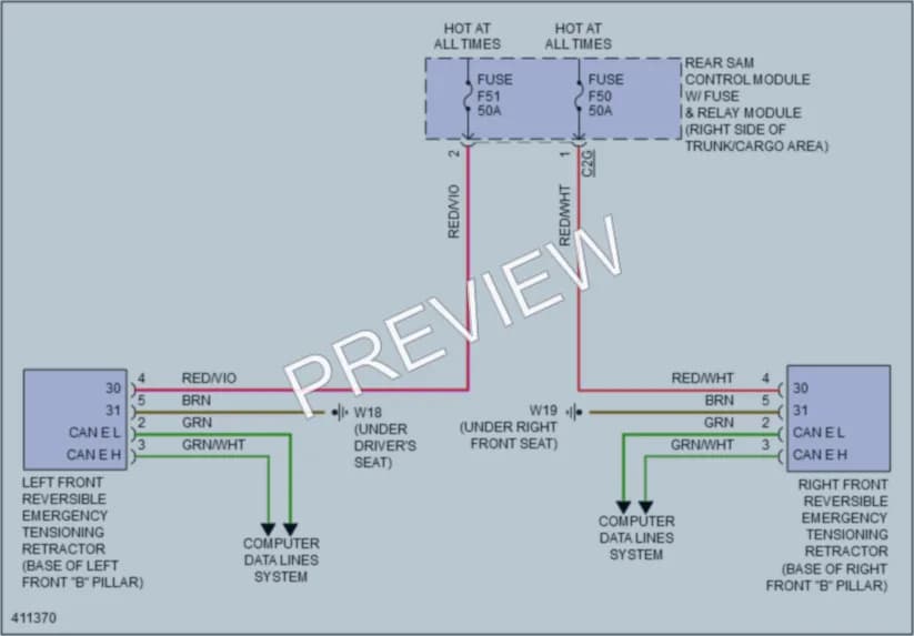 2014 MercedesBenz GLK250BLUETEC Supplemental Restraints wiring diagram preview