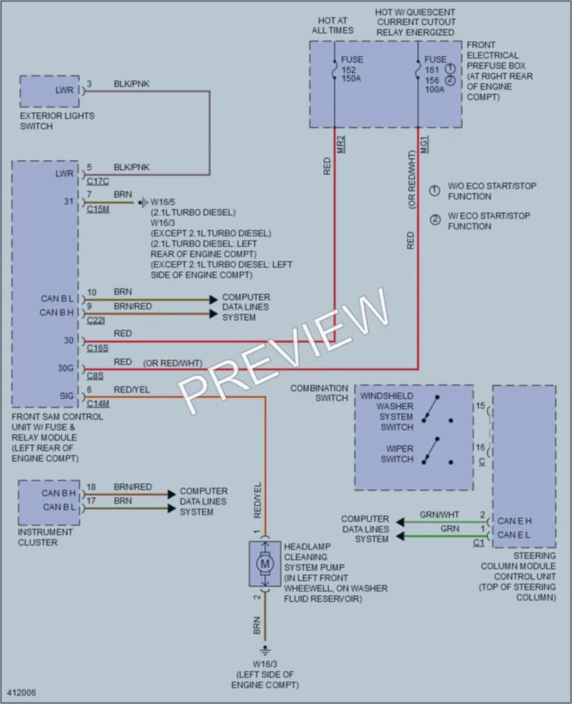 2014 MercedesBenz GLK250BLUETEC Wiper Washer wiring diagram preview
