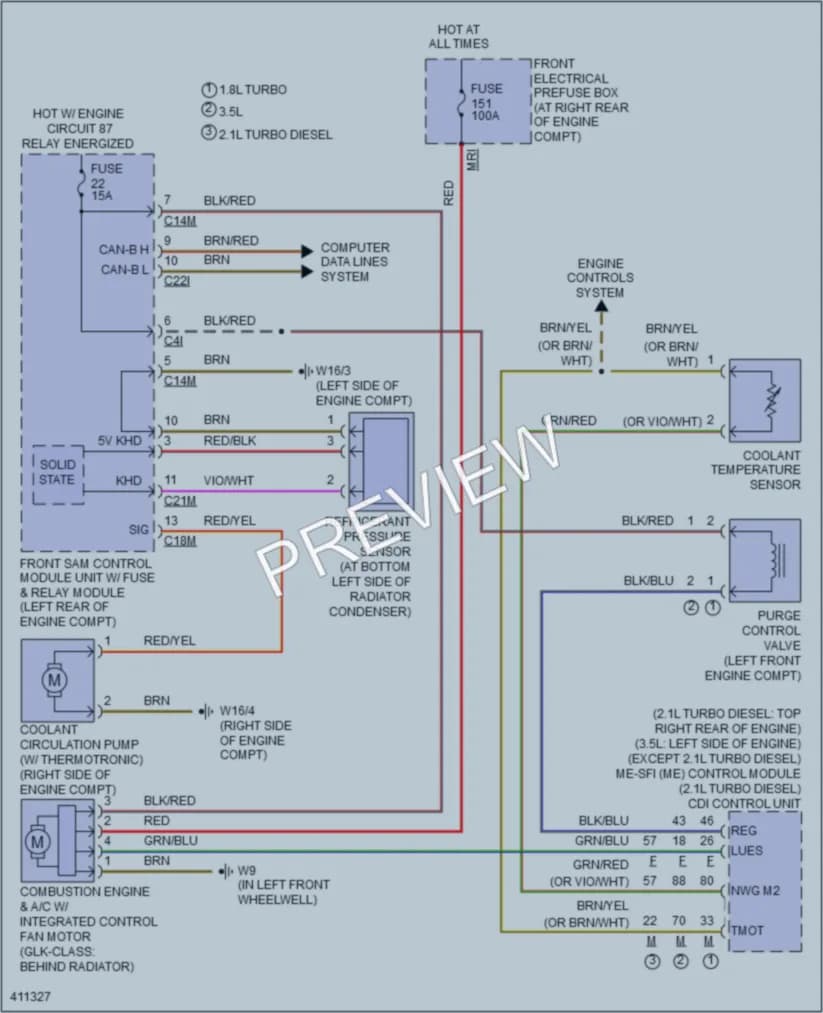 2014 MercedesBenz GLK350 Cooling Fan wiring diagram preview