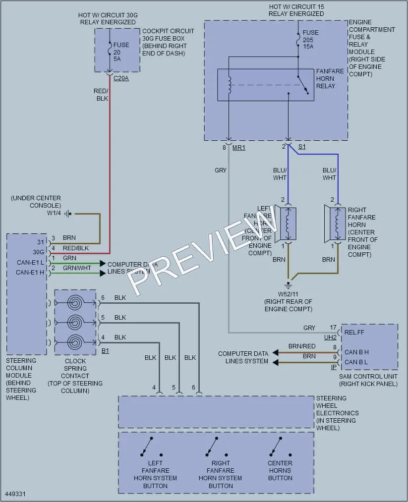 2014 MercedesBenz ML350 Horn wiring diagram preview