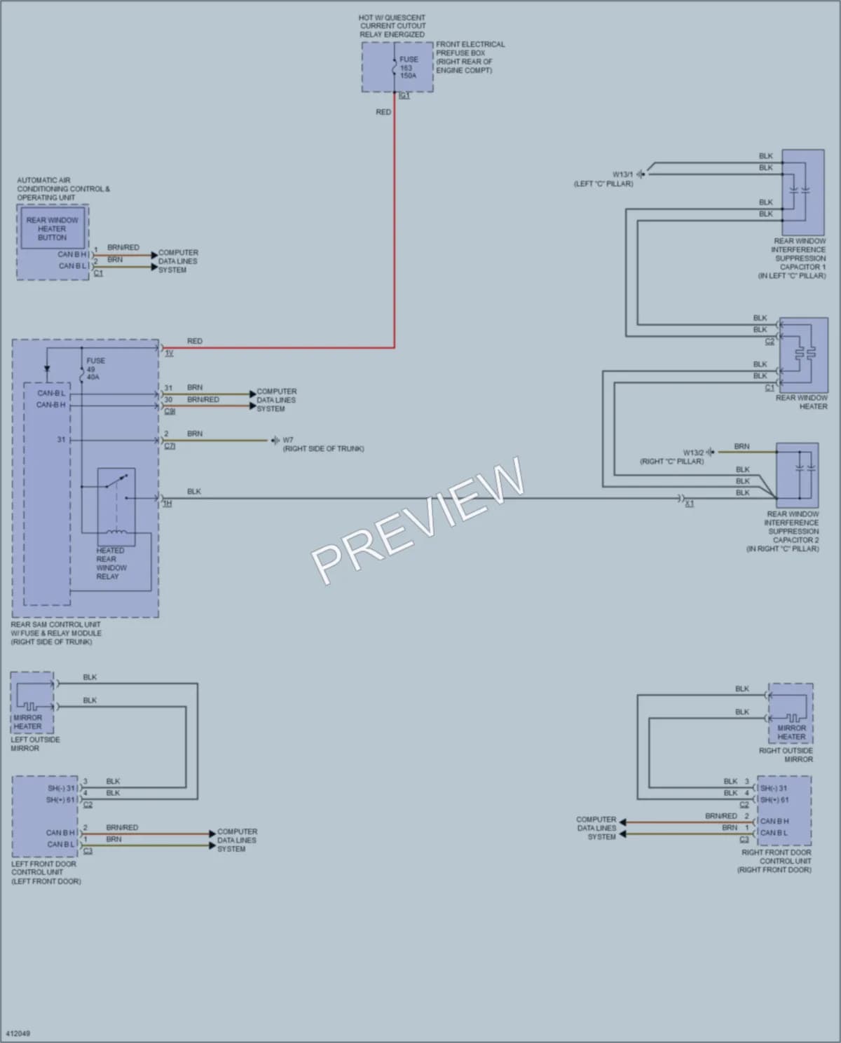 2014 MercedesBenz S550 Defoggers wiring diagram preview