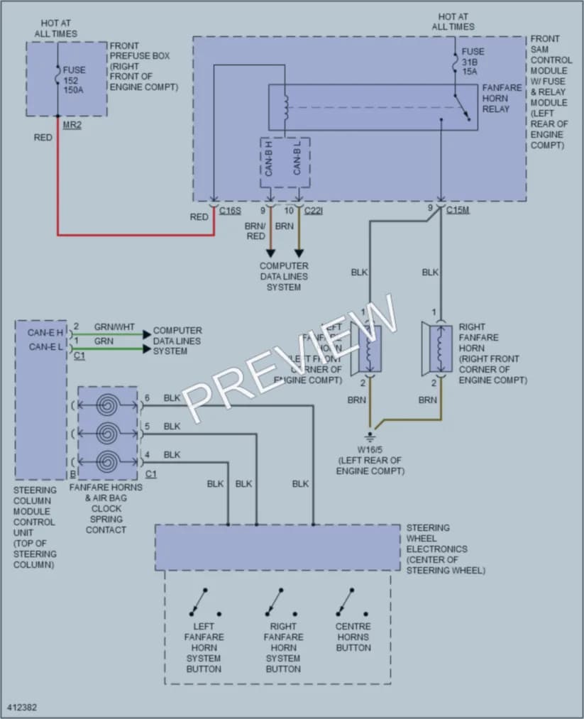 2014 MercedesBenz SLK250 Horn wiring diagram preview