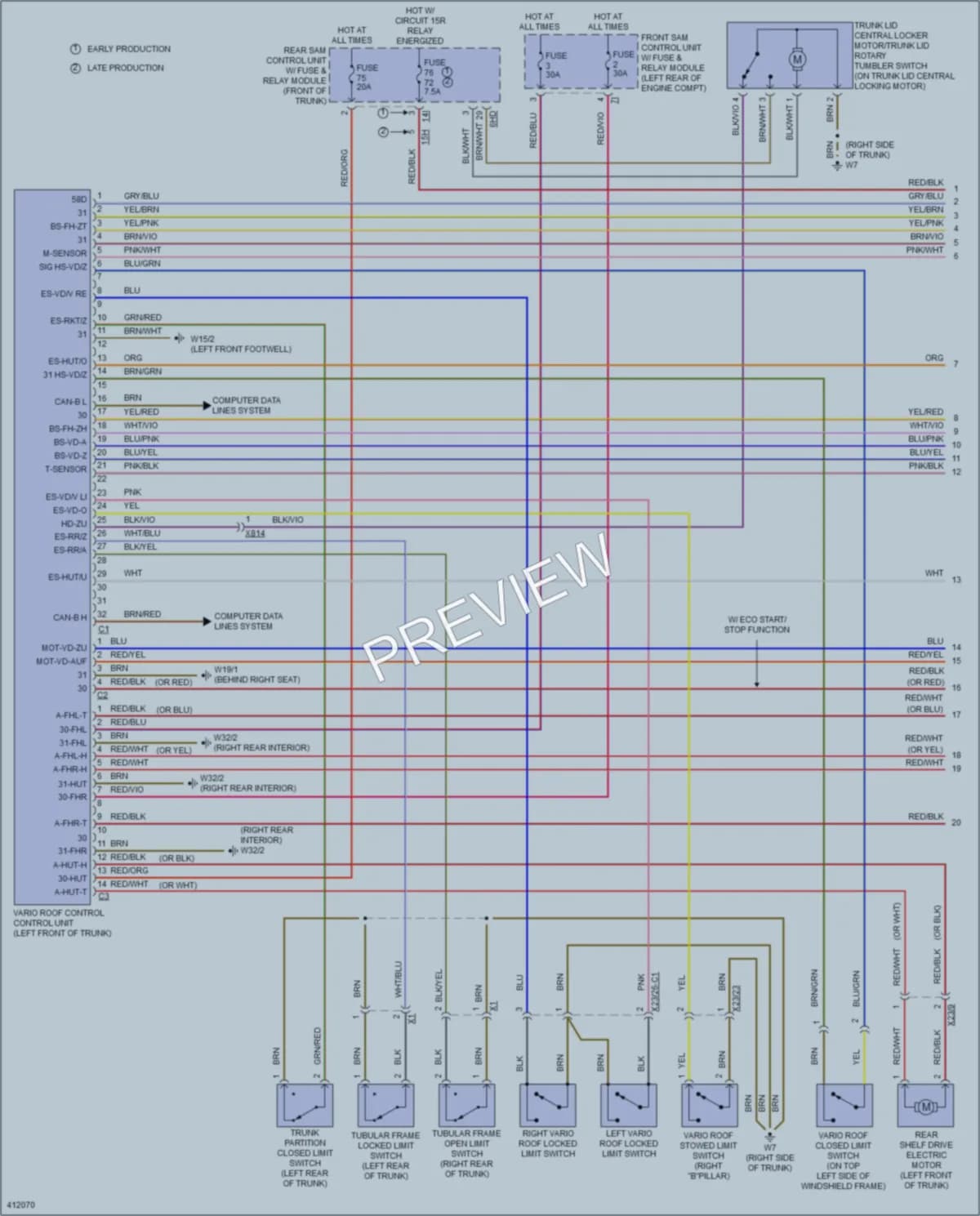 2014 MercedesBenz SLK350 Power Top Sunroof wiring diagram preview