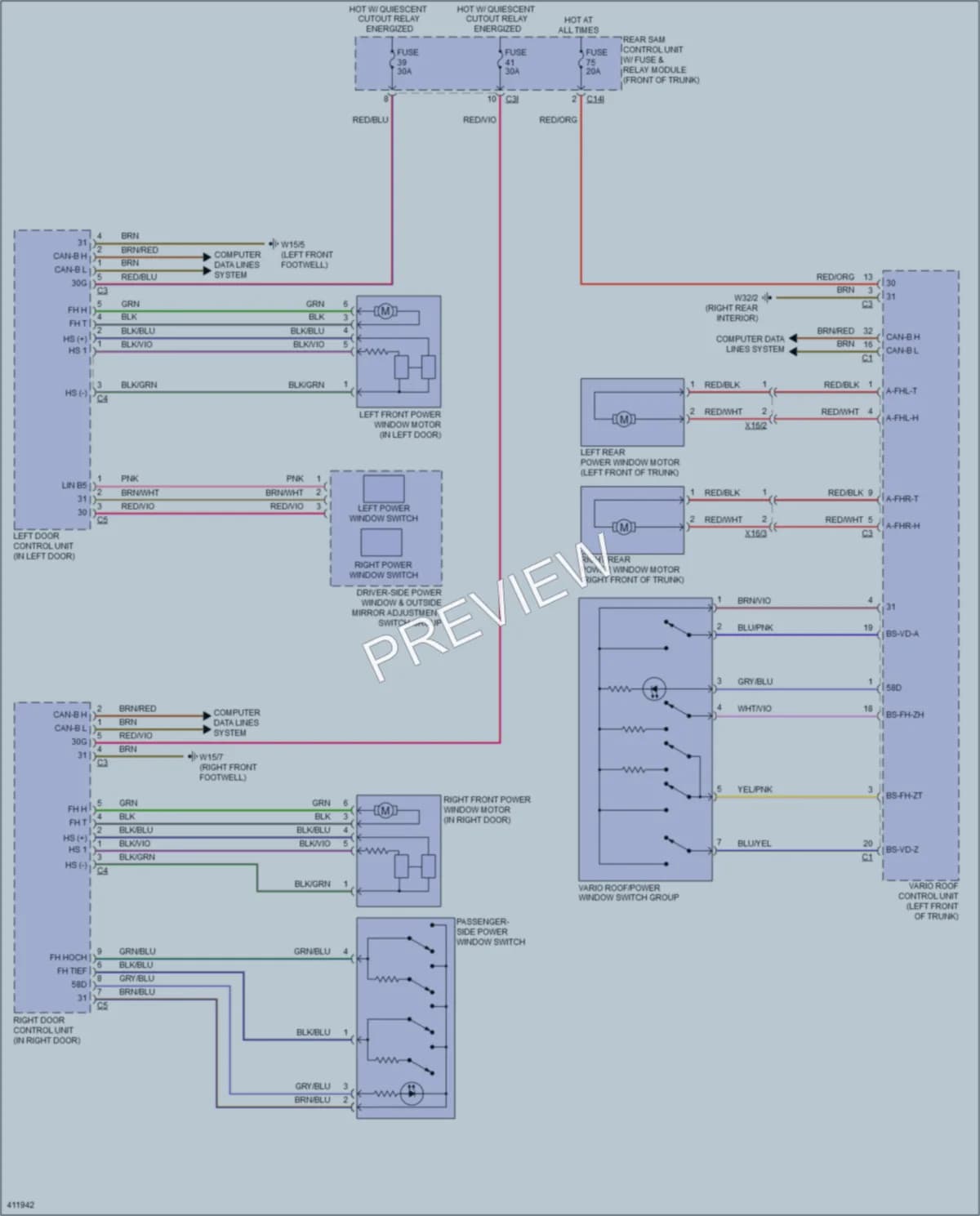 2014 MercedesBenz SLK350 Power Windows wiring diagram preview