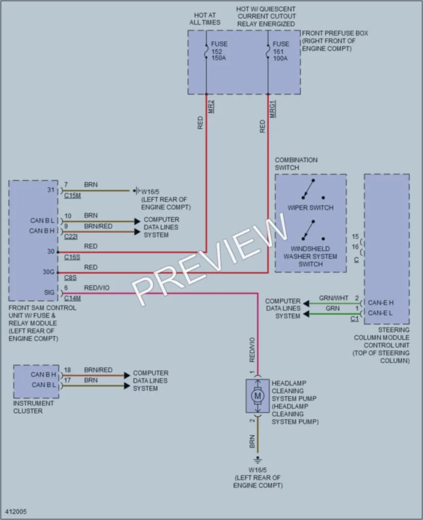 2014 MercedesBenz SLK350 Wiper Washer wiring diagram preview