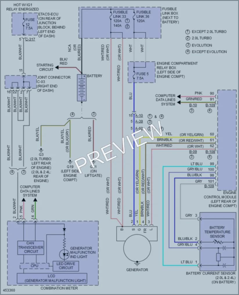 2014 Mitsubishi Lancer Starting Charging wiring diagram preview