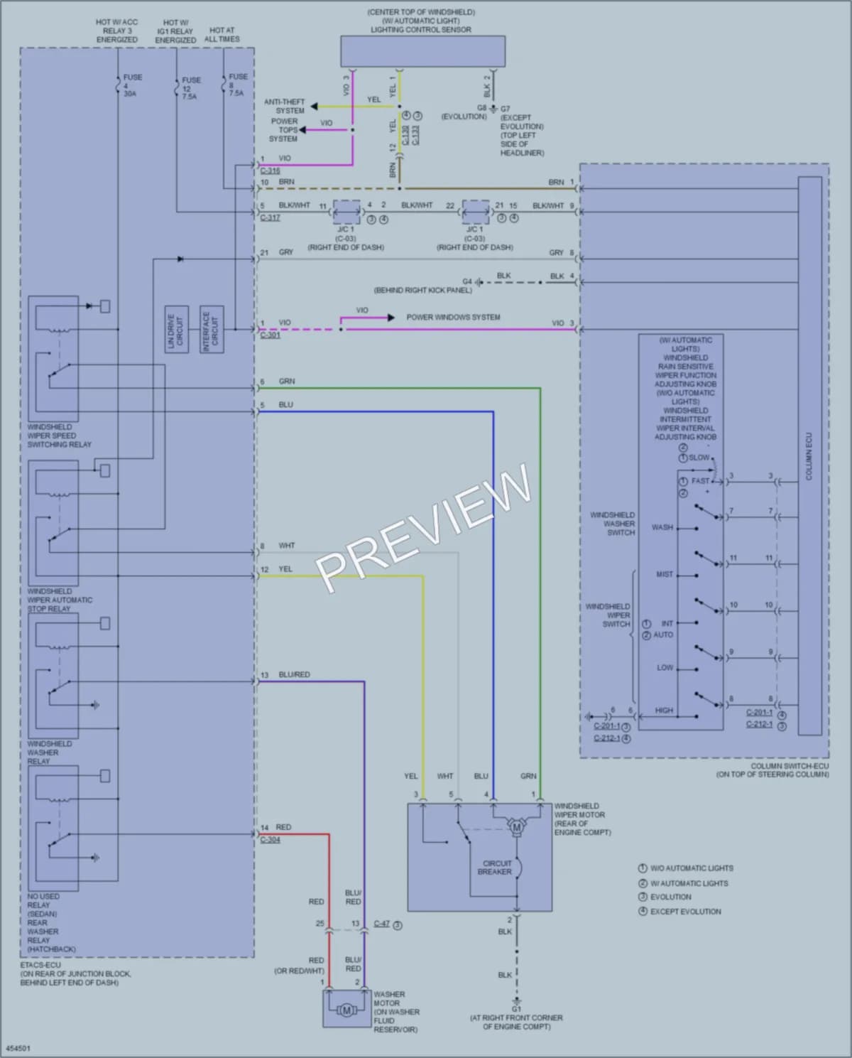 2014 Mitsubishi Lancer Wiper Washer wiring diagram preview