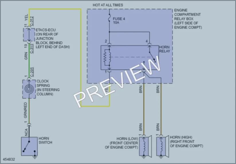 2014 Mitsubishi LancerSportback Horn wiring diagram preview
