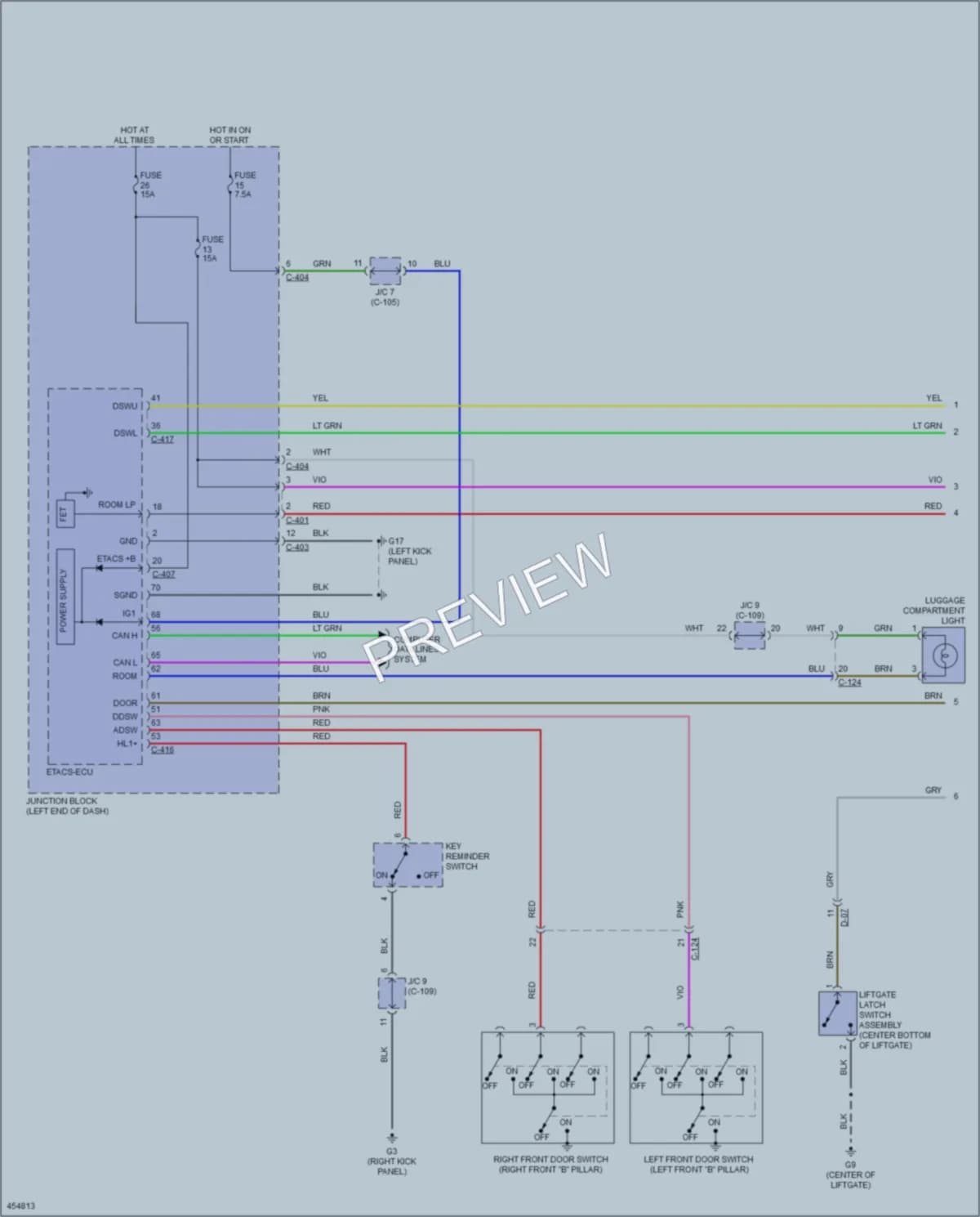2014 Mitsubishi Mirage Interior Lights wiring diagram preview