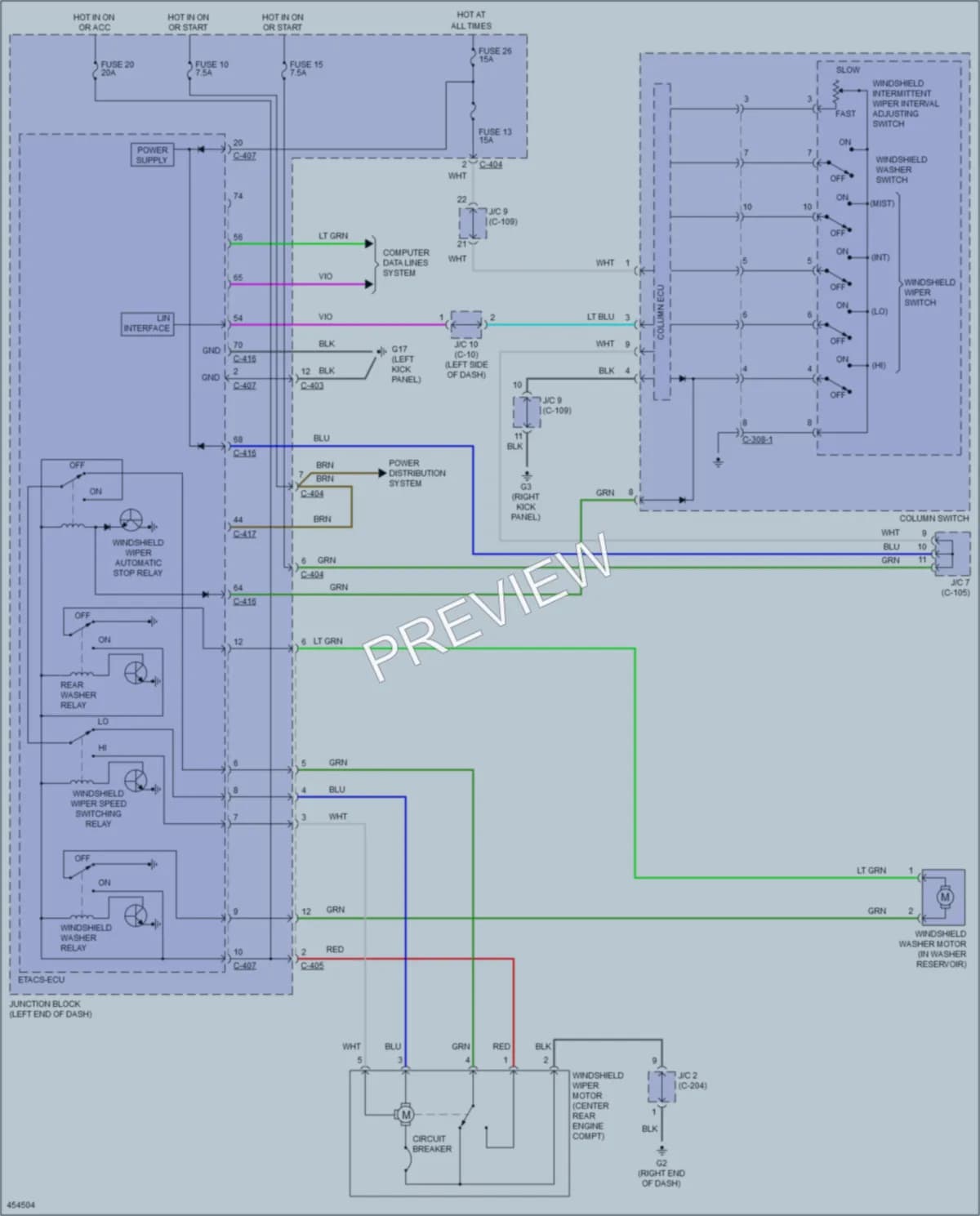 2014 Mitsubishi Mirage Wiper Washer wiring diagram preview