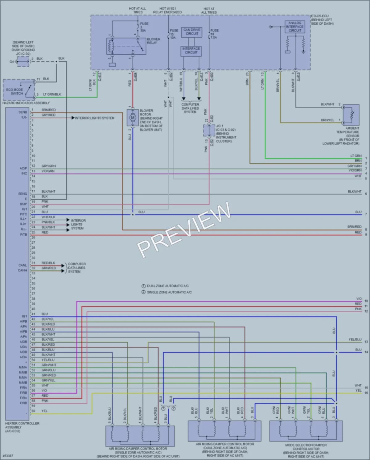 2014 Mitsubishi Outlander Air Conditioning wiring diagram preview