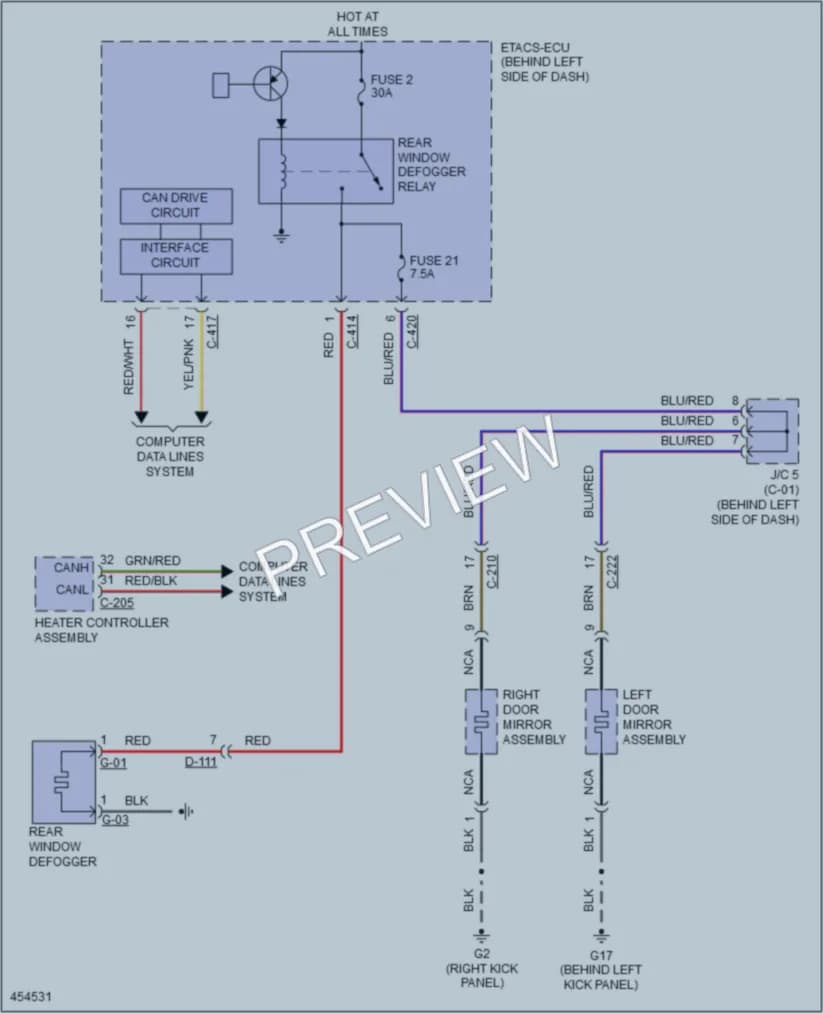 2014 Mitsubishi Outlander Defoggers wiring diagram preview