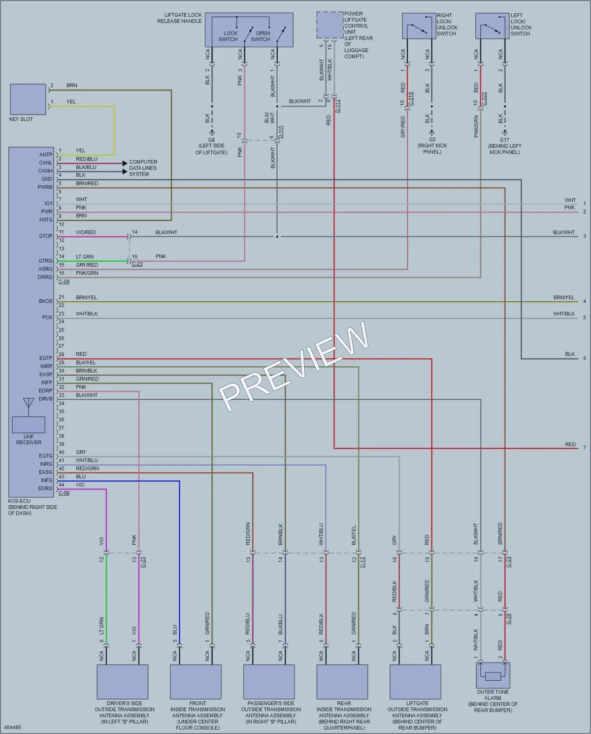 2014 Mitsubishi Outlander Power Door Locks wiring diagram preview
