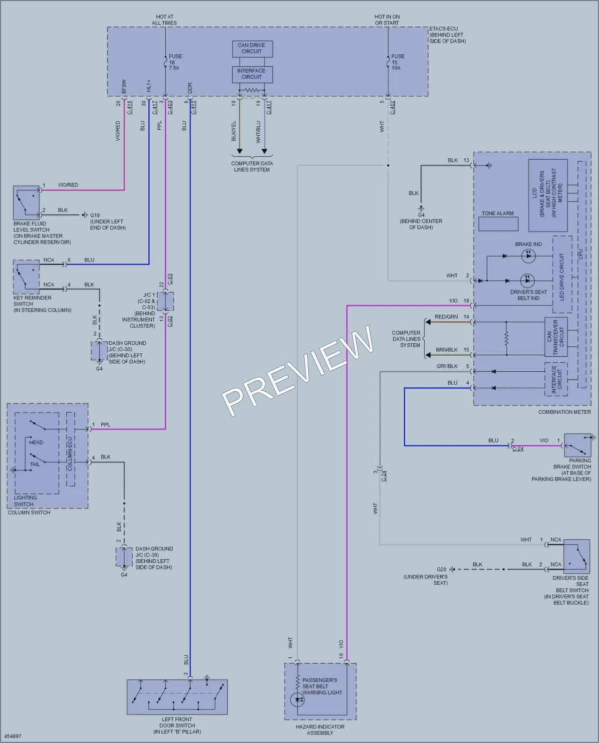 2014 Mitsubishi Outlander Warning Systems wiring diagram preview