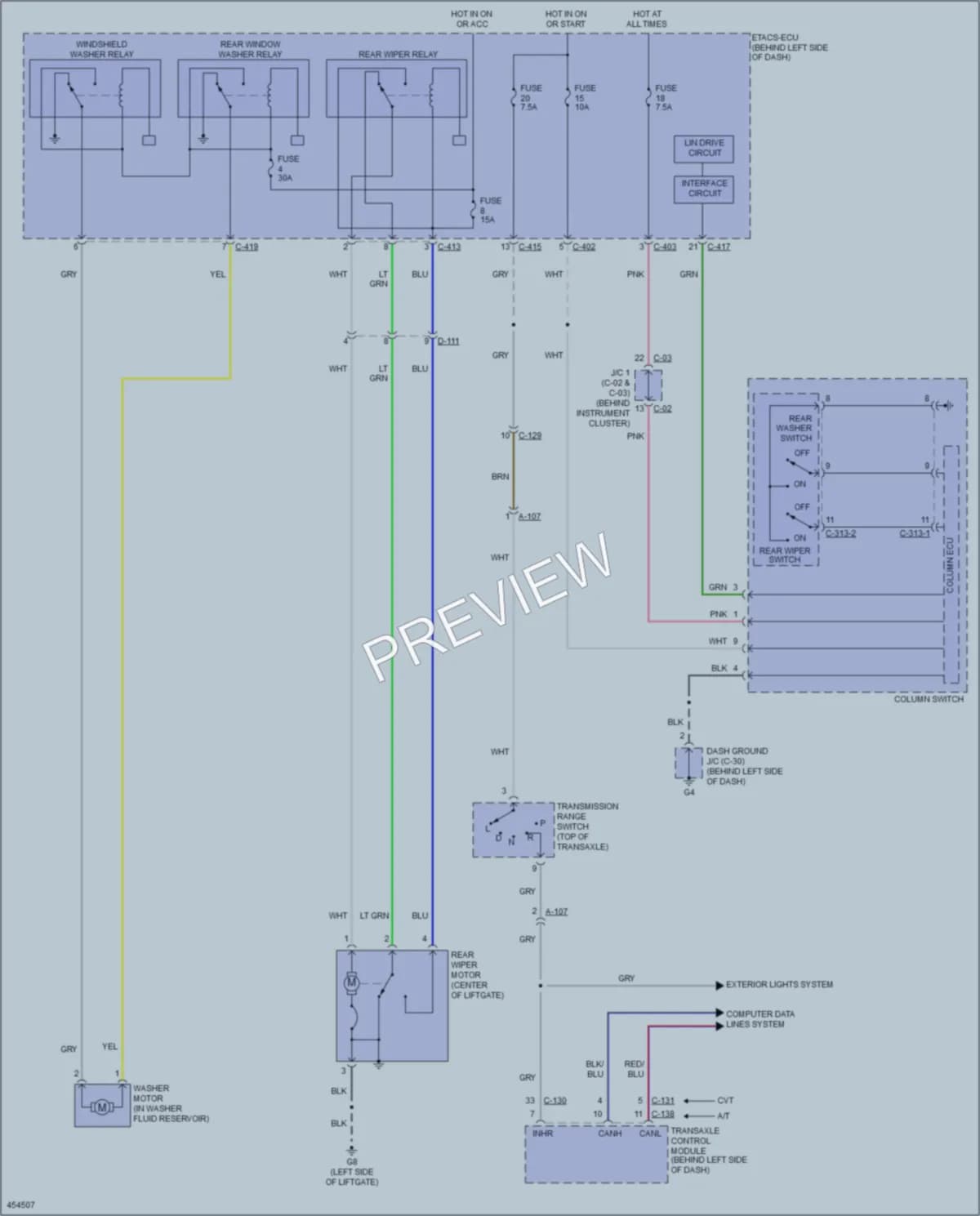 2014 Mitsubishi Outlander Wiper Washer wiring diagram preview