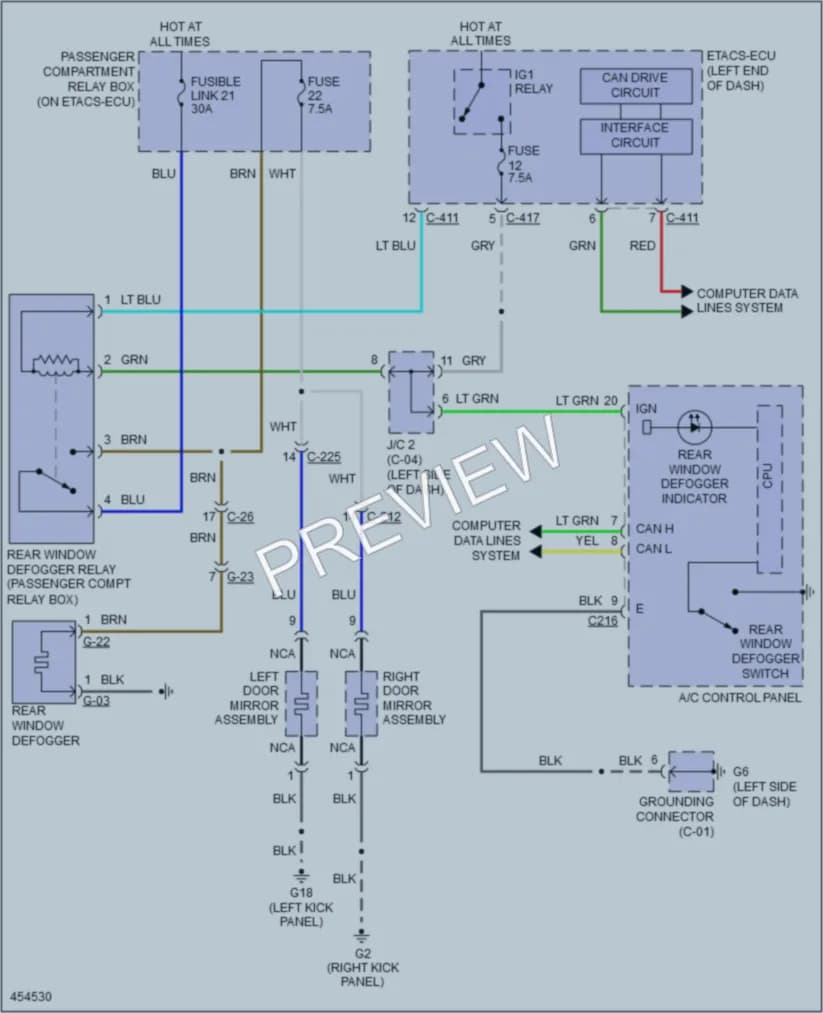 2014 Mitsubishi OutlanderSport Defoggers wiring diagram preview
