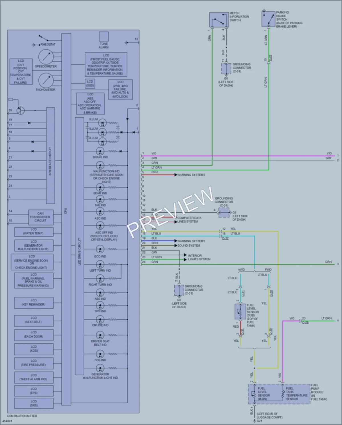 2014 Mitsubishi OutlanderSport Instrument Cluster wiring diagram preview