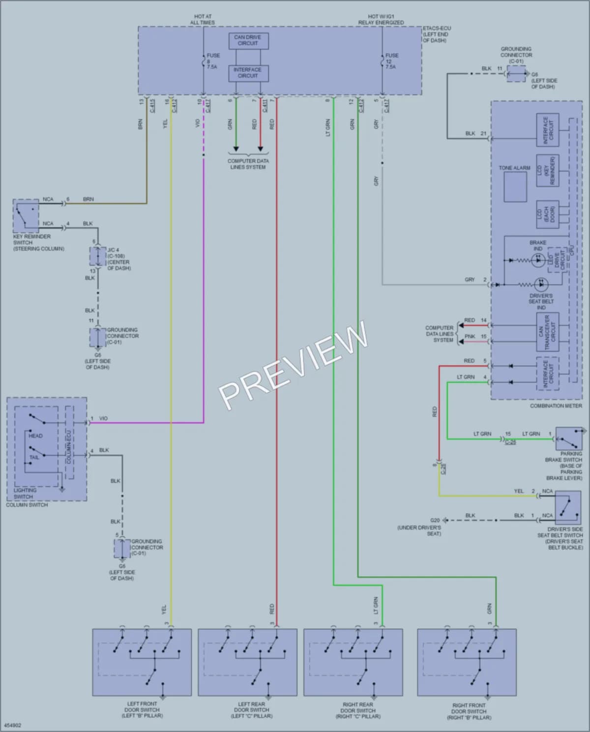2014 Mitsubishi OutlanderSport Warning Systems wiring diagram preview