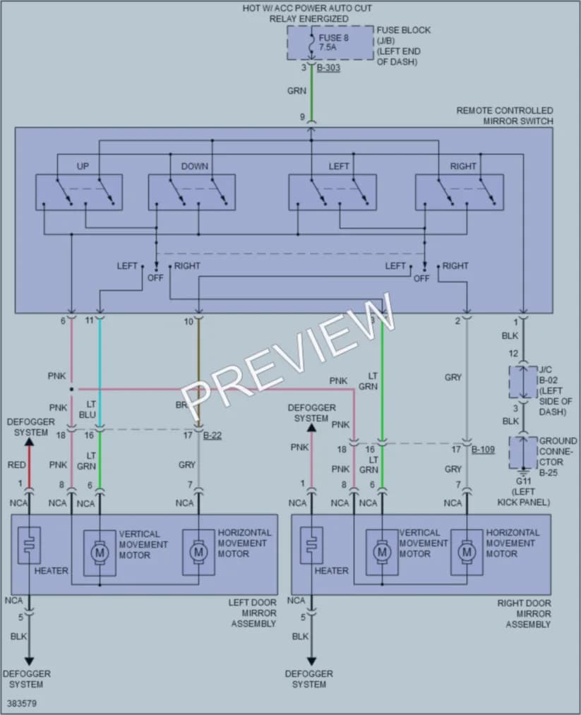 2014 Mitsubishi iMiEV Power Mirrors wiring diagram preview