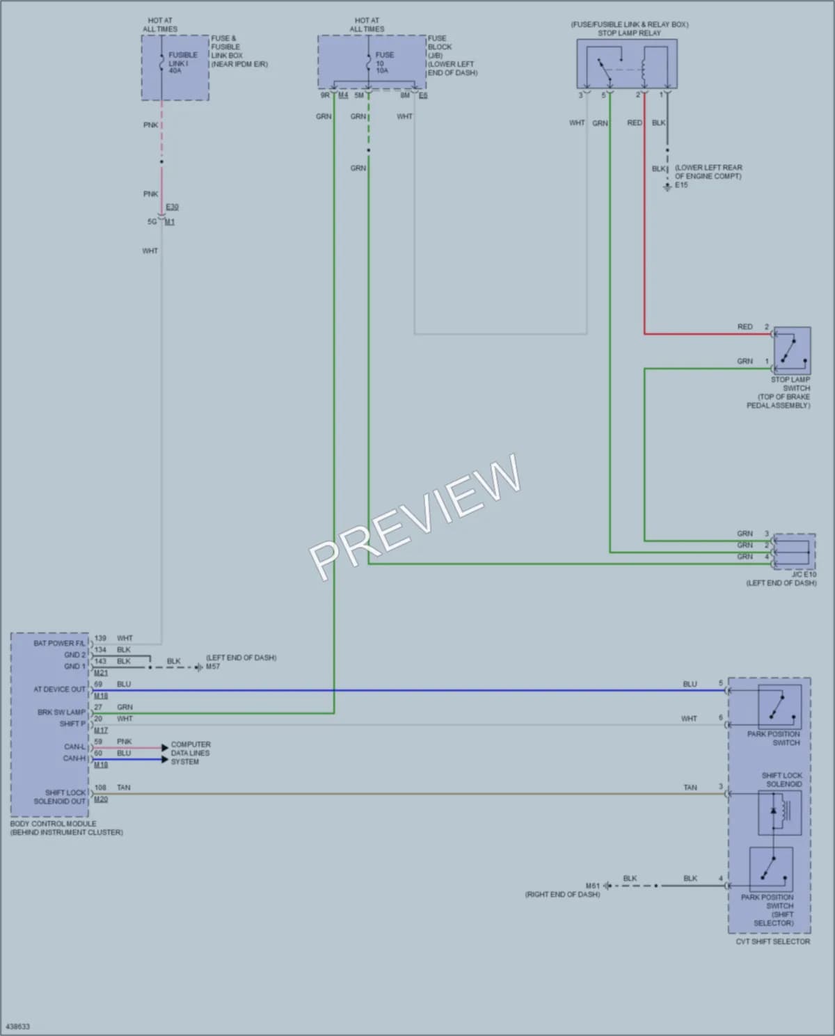 2014 Nissan Altima Shift Interlock wiring diagram preview