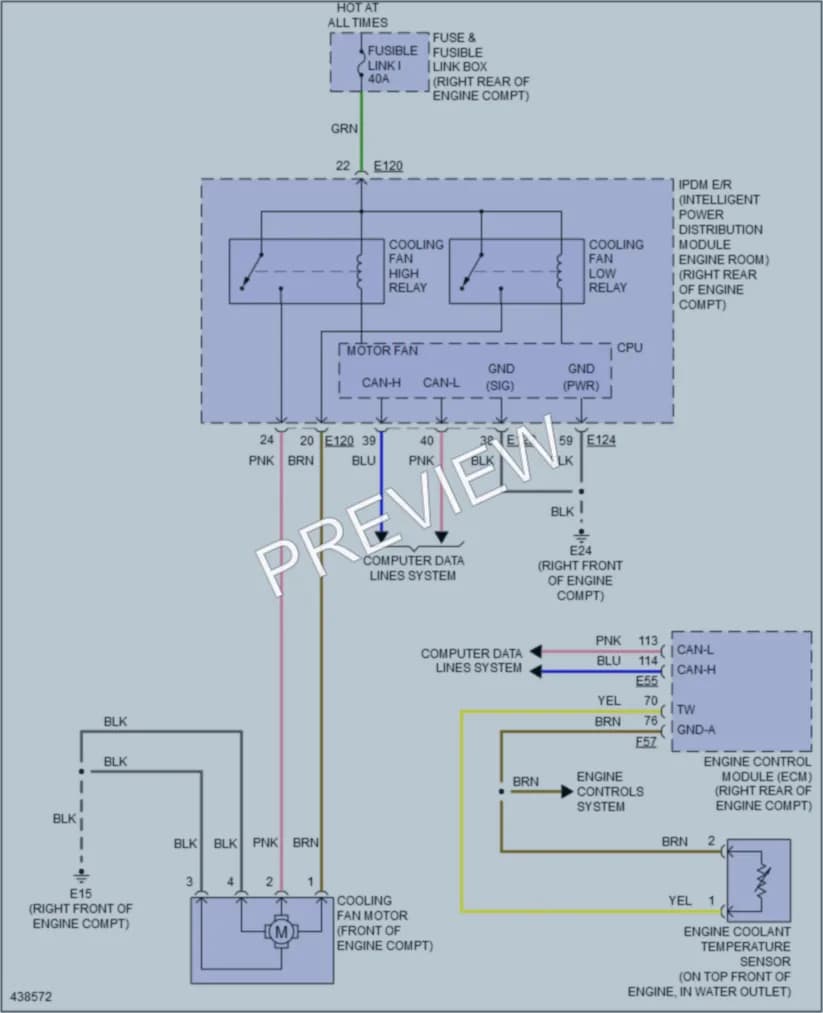 2014 Nissan Frontier Cooling Fan wiring diagram preview