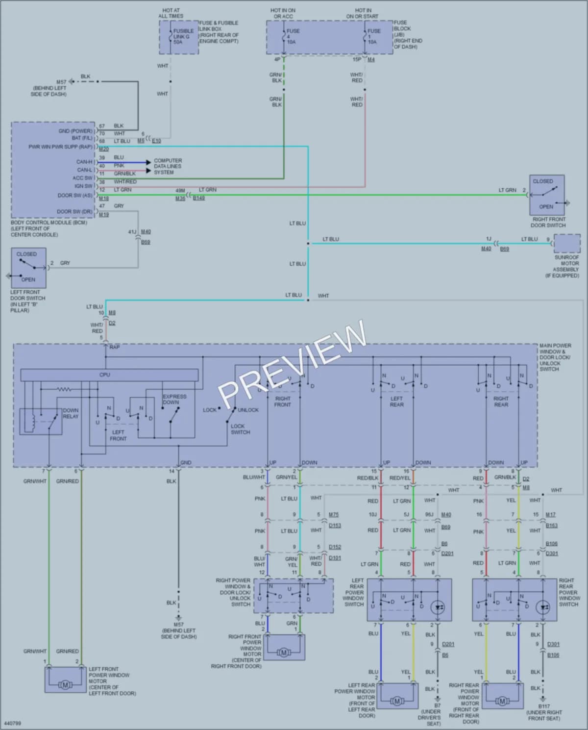 2014 Nissan Frontier Power Windows wiring diagram preview