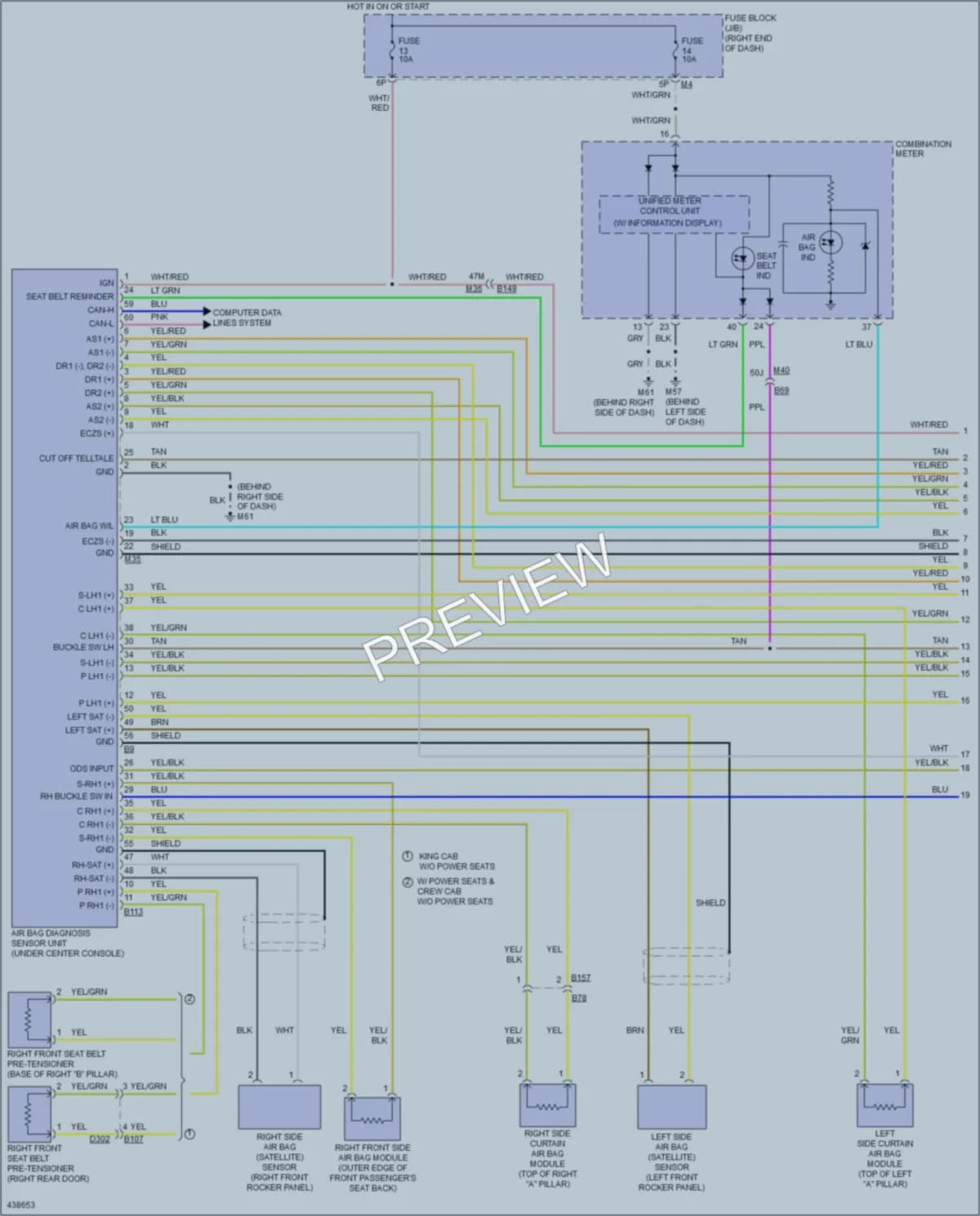 2014 Nissan Frontier Supplemental Restraints wiring diagram preview