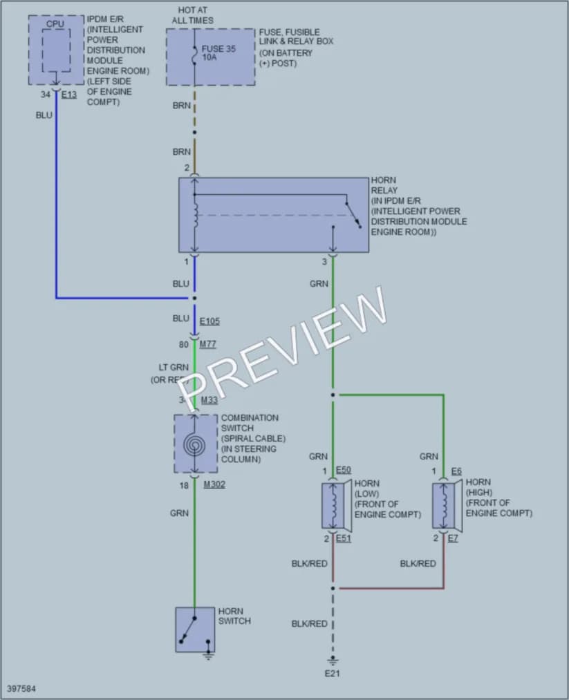 2014 Nissan JUKE Horn wiring diagram preview