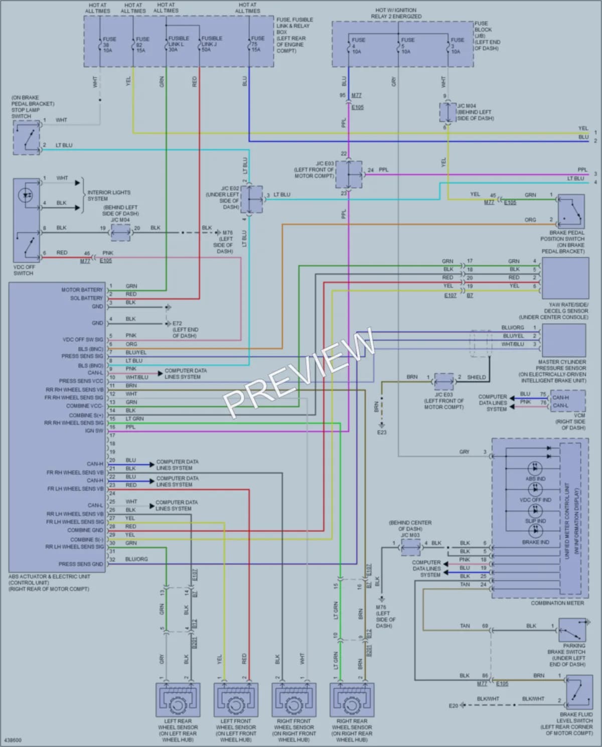 2014 Nissan LEAF Anti Lock Brakes wiring diagram preview