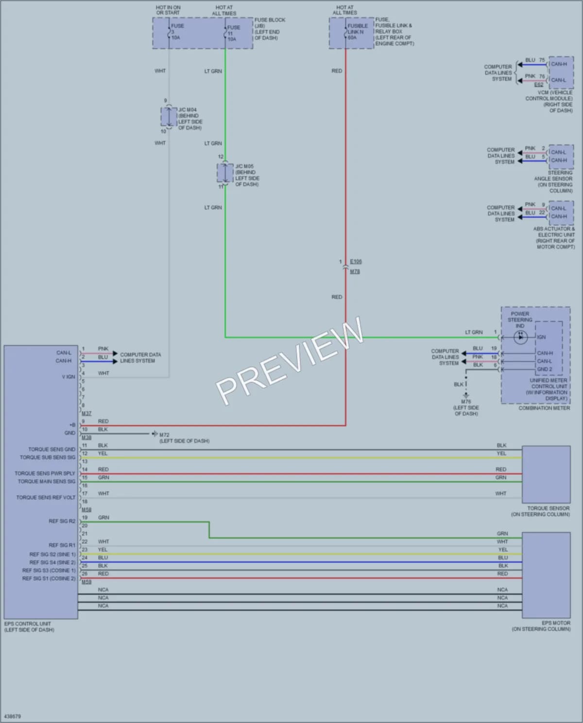 2014 Nissan LEAF Electronic Power Steering wiring diagram preview