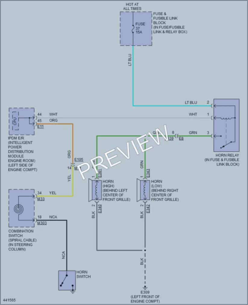 2014 Nissan Murano Horn wiring diagram preview