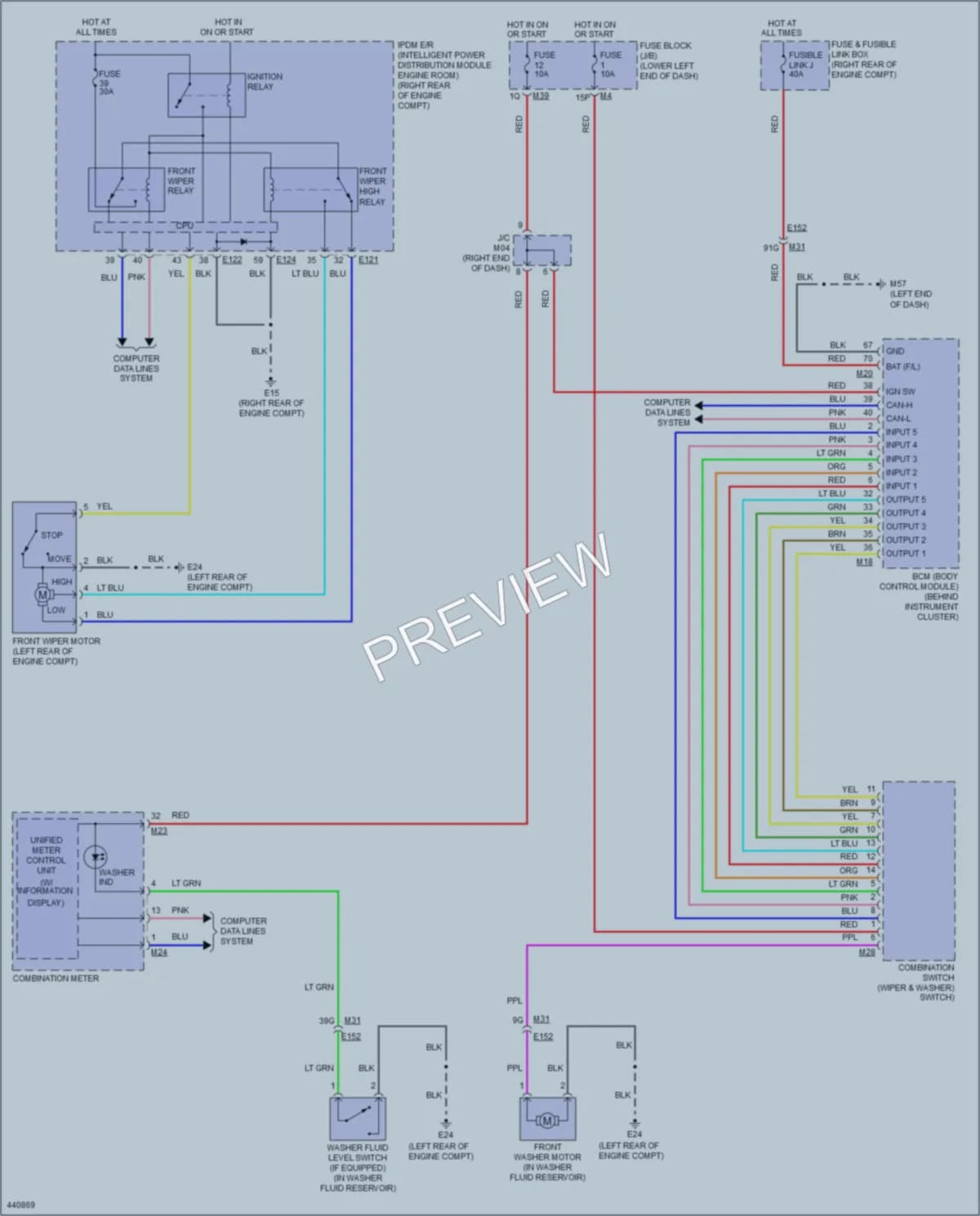 2014 Nissan NV1500 Wiper Washer wiring diagram preview