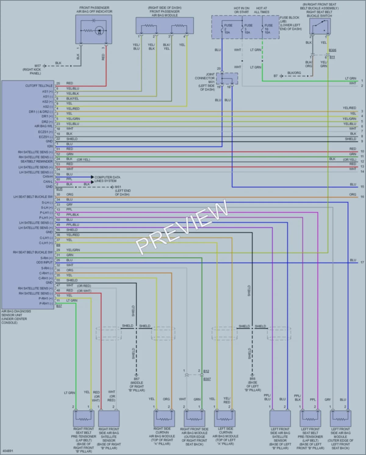 2014 Nissan NV200 Supplemental Restraints wiring diagram preview