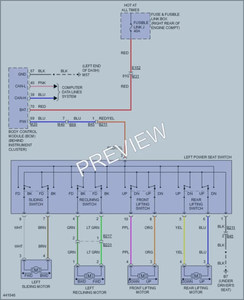 2014 Nissan NV3500HD Power Seats wiring diagram preview