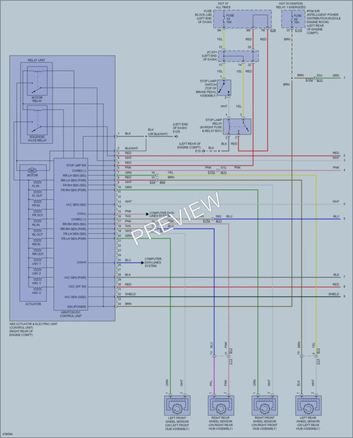 2014 Nissan PathfinderHybrid Anti Lock Brakes wiring diagram preview